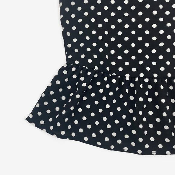 Como Vintage Polka Dot Top Size S Black White Peplum Retro Classic Summer - Picture 9 of 14